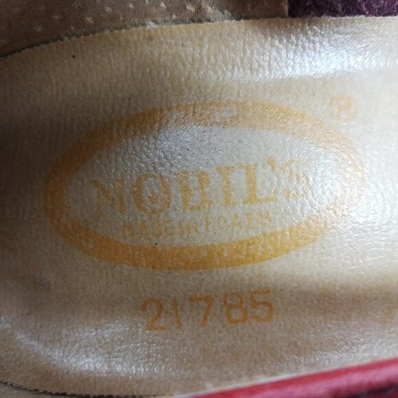 Vintage Nobils Wingtip Red Heels Pumps Size 7.5 M Red Leather Classic 70s - Picture 11 of 12